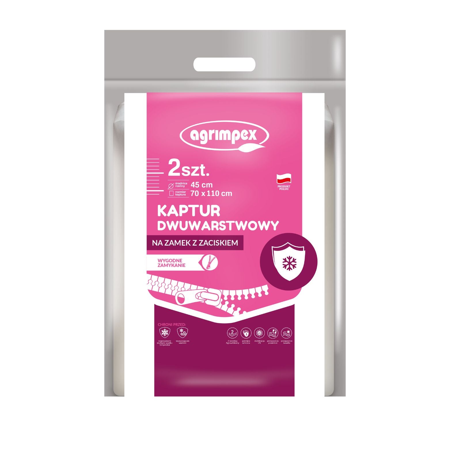 Kaptur dwuwarstwowy na zamek