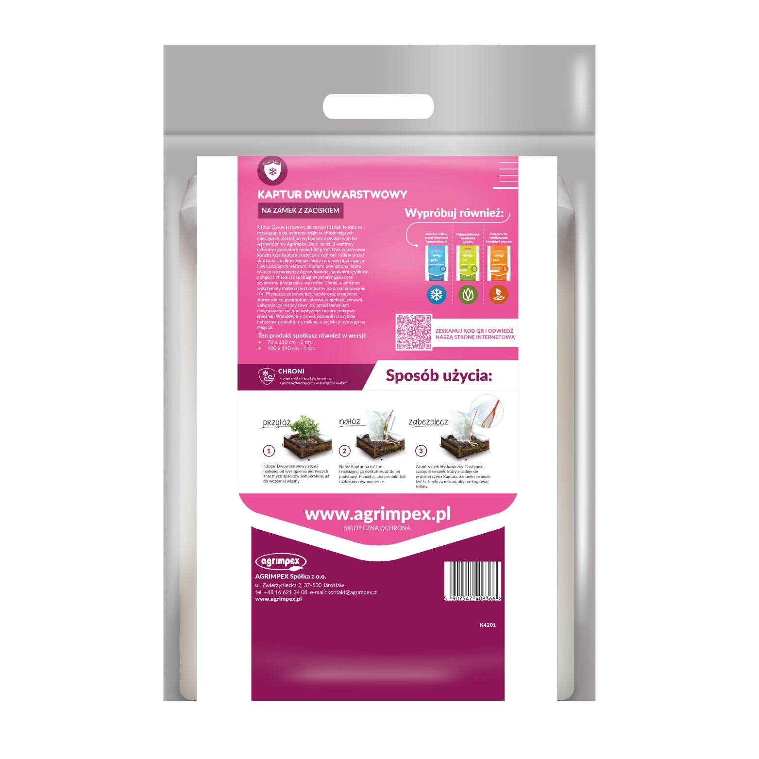 Kaptur dwuwarstwowy na zamek