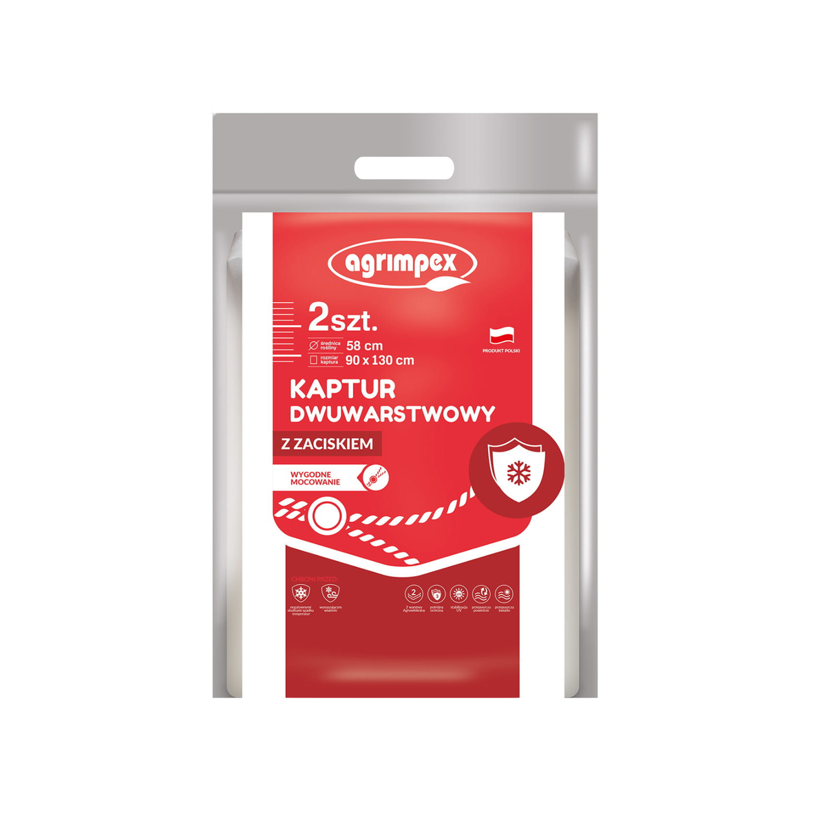 Kaptur dwuwarstwowy z zaciskiem - zimowy 90x130